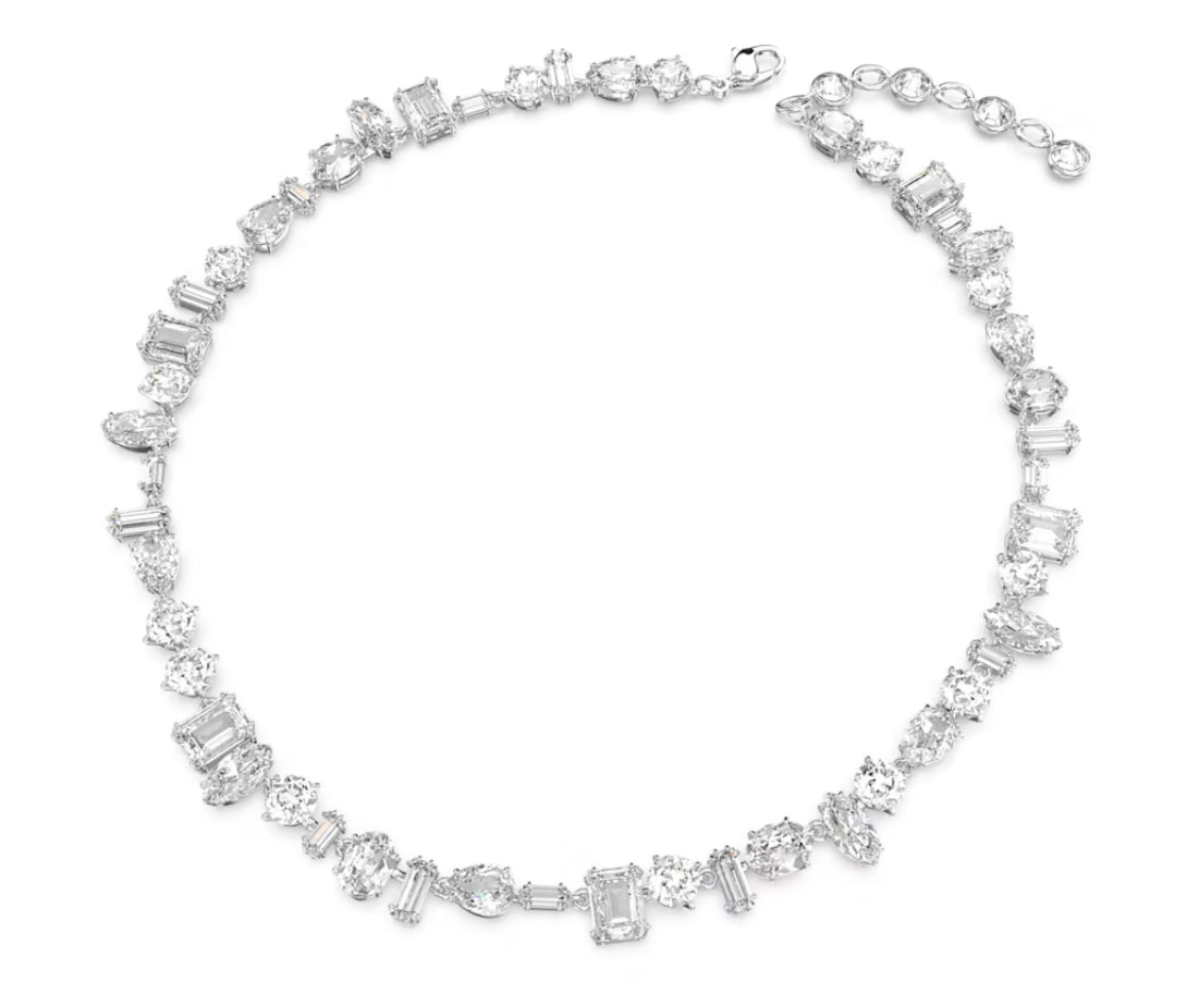 Swarovski 5639327 Collana Gema Taglio misto Bianca Placcato Rodio