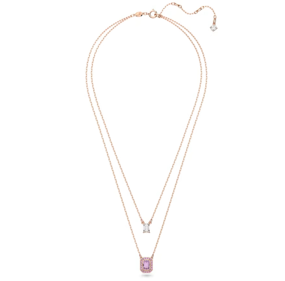 Swarovski 5640558 Collana a fili fissi Millenia Taglio ottagonale Viola Oro Rosa