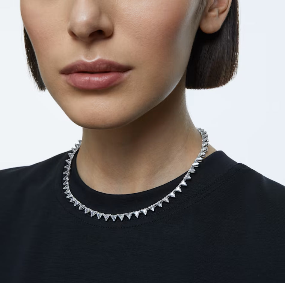 Swarovski 5599191 Collana Ortyx Taglio triangolo Bianca Placcato Rodio