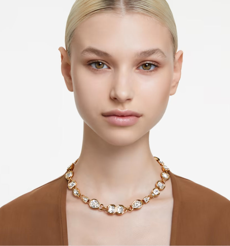 Swarovski 5665497 Collana Dextera Taglio misto Bianca Placcato Oro