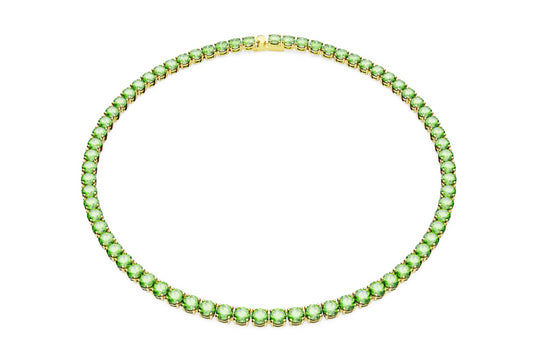 Swarovski 5661189 Collana Matrix Tennis Taglio tondo Media Verde Placcato Oro