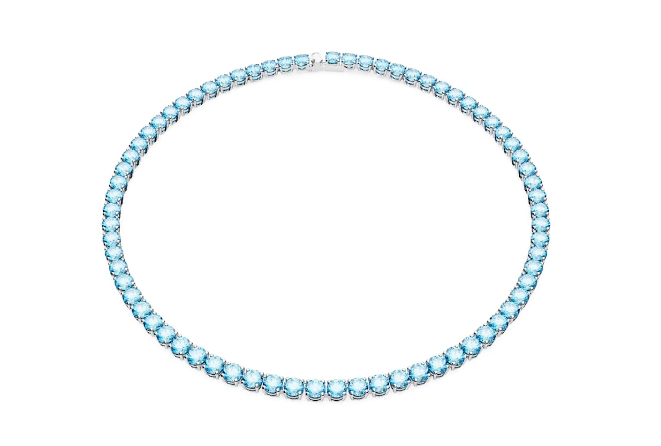 Swarovski 5661187 Collana Matrix Tennis Taglio tondo Media Blu Placcato Rodio