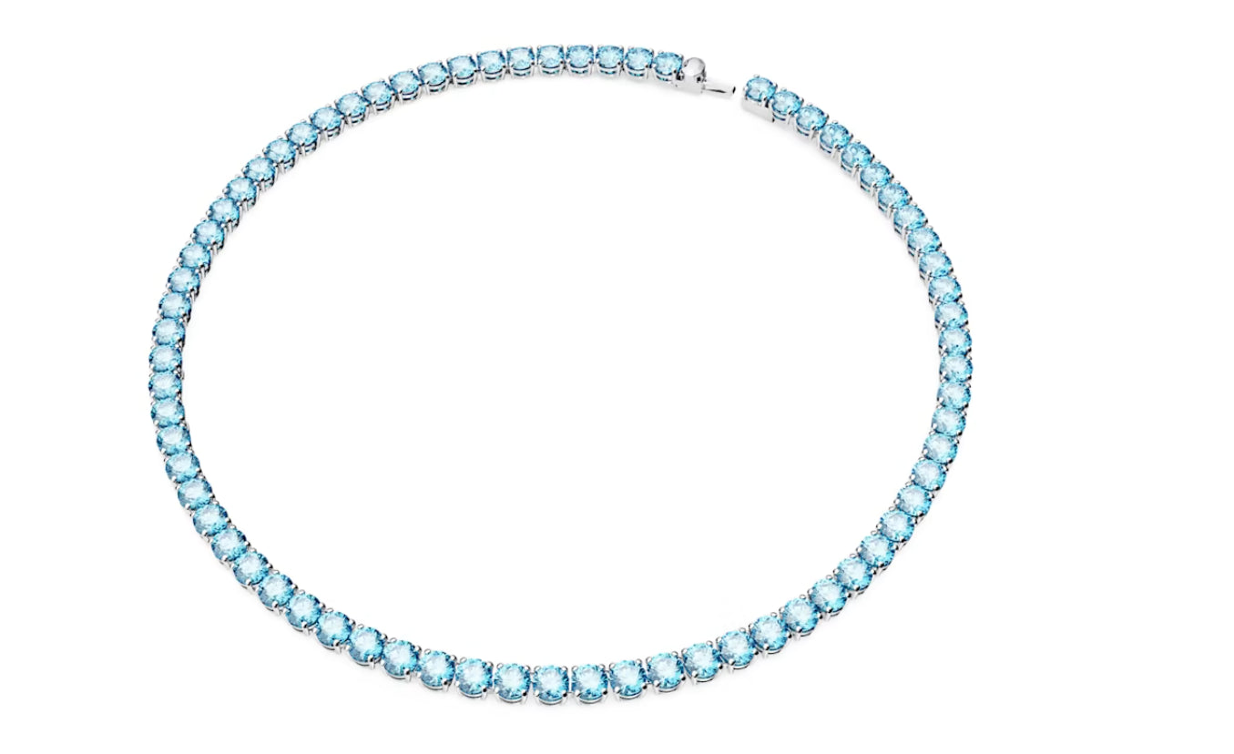 Swarovski 5661187 Collana Matrix Tennis Taglio tondo Media Blu Placcato Rodio