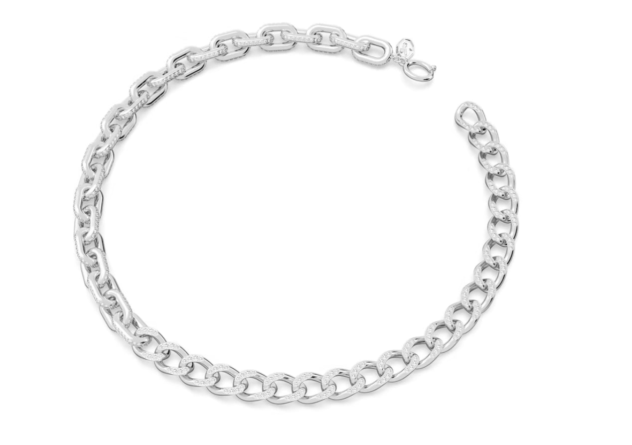 Swarovski 5613391 Collana Dextera Link misti Bianca Placcato Rodio