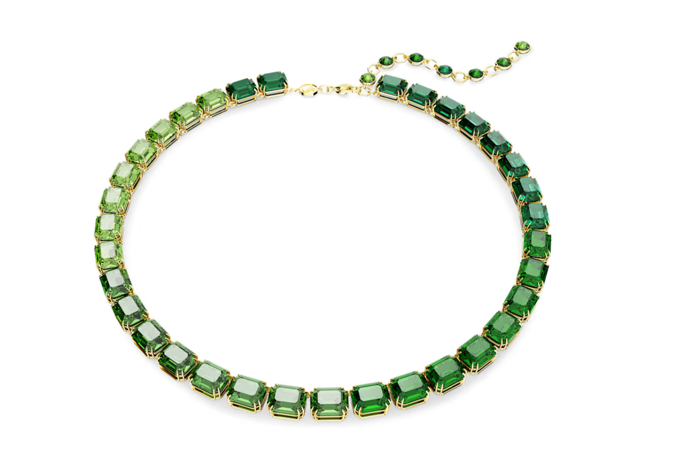 Swarovski 5671257 Collana Millenia Taglio Octagon Verde Placcato Oro