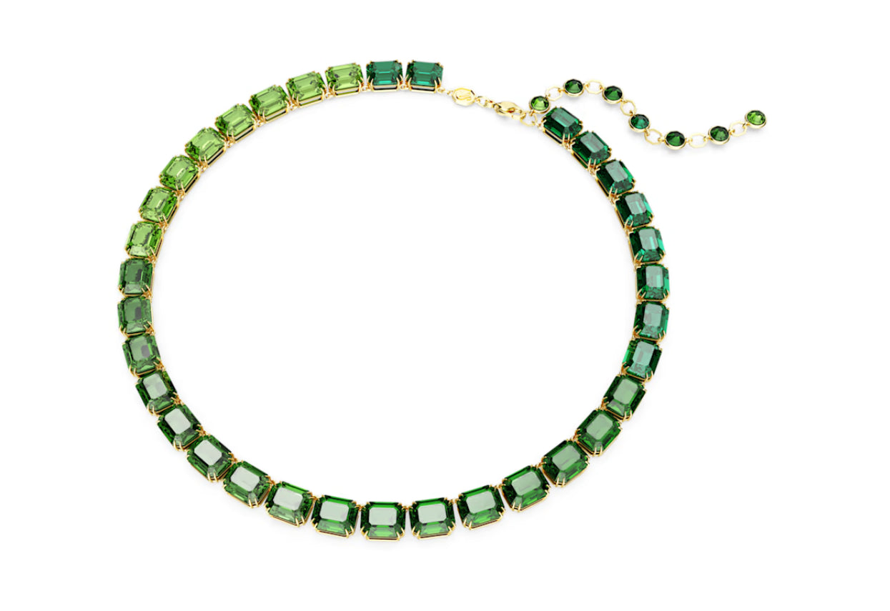 Swarovski 5671257 Collana Millenia Taglio Octagon Verde Placcato Oro