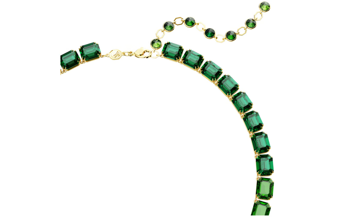 Swarovski 5671257 Collana Millenia Taglio Octagon Verde Placcato Oro