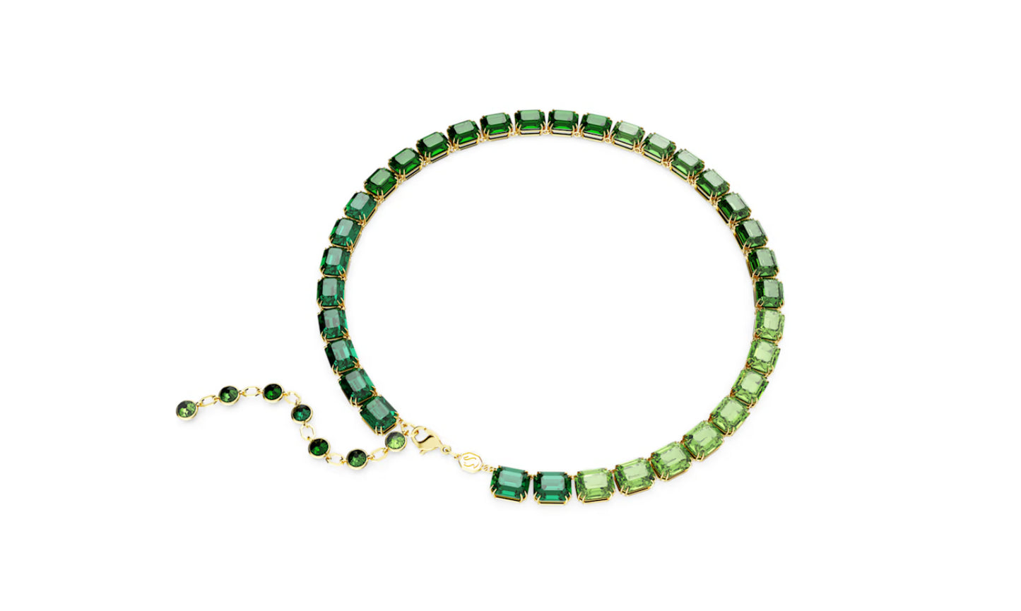 Swarovski 5671257 Collana Millenia Taglio Octagon Verde Placcato Oro