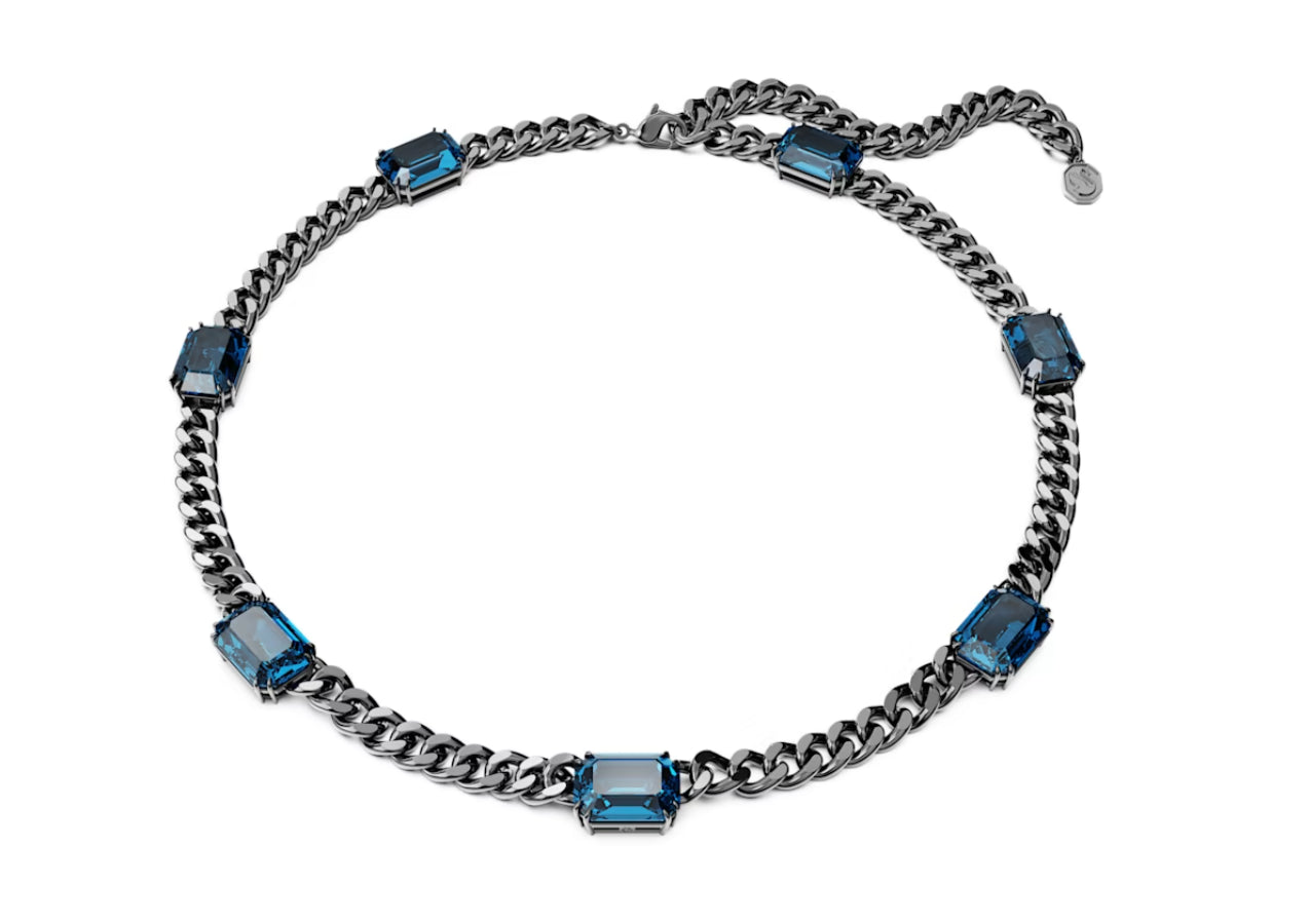 Swarovski 5671243 Collana Millenia Taglio Ottagonale Blu Placcato Rutenio