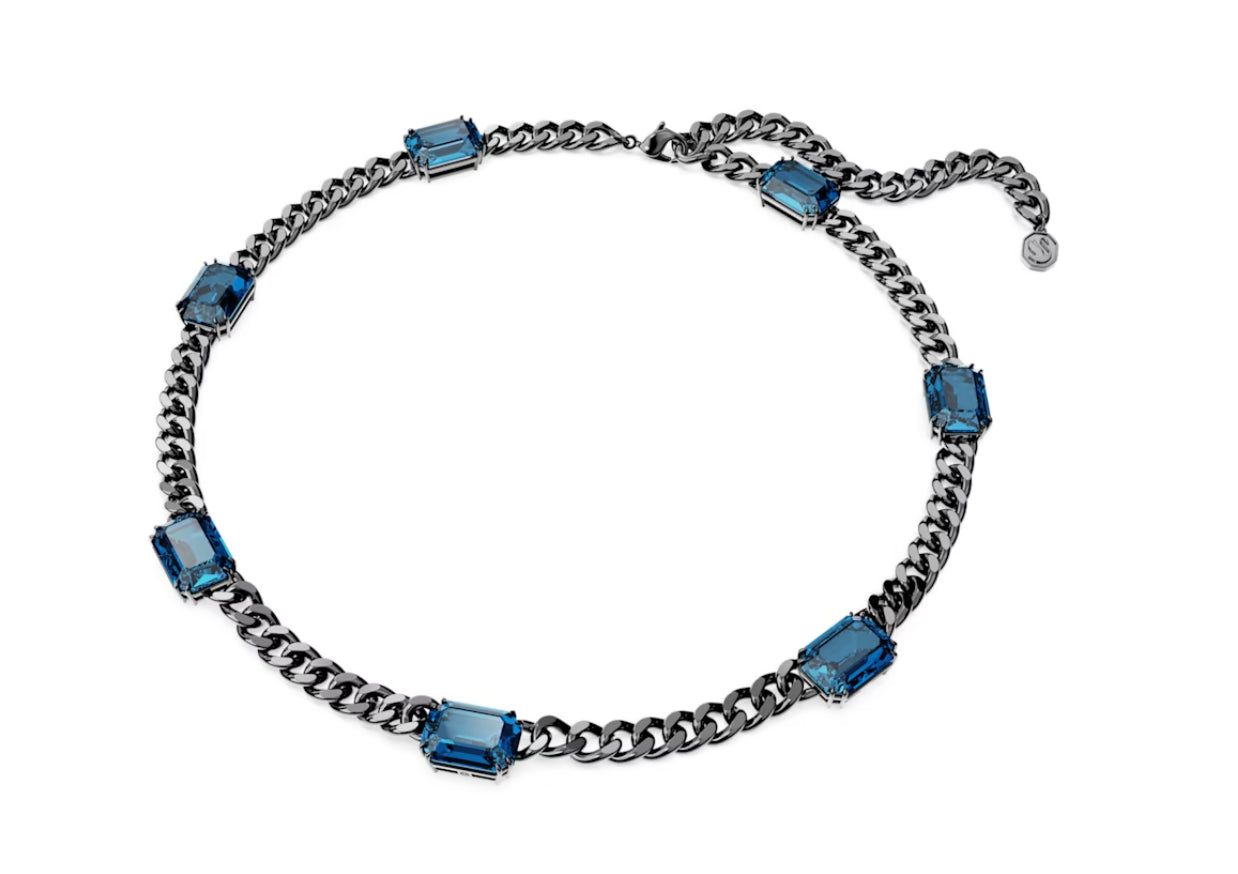 Swarovski 5671243 Collana Millenia Taglio Ottagonale Blu Placcato Rutenio