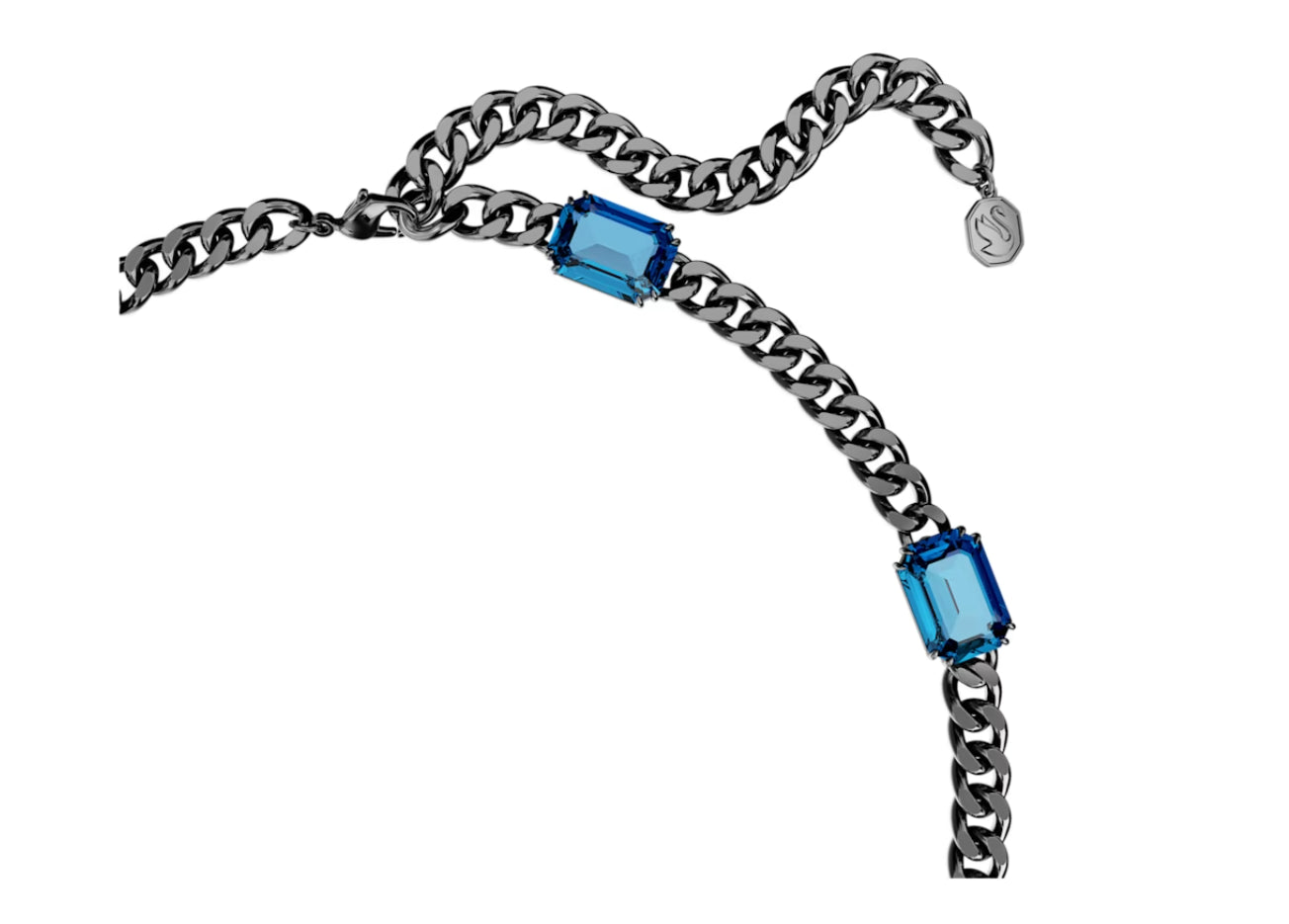 Swarovski 5671243 Collana Millenia Taglio Ottagonale Blu Placcato Rutenio