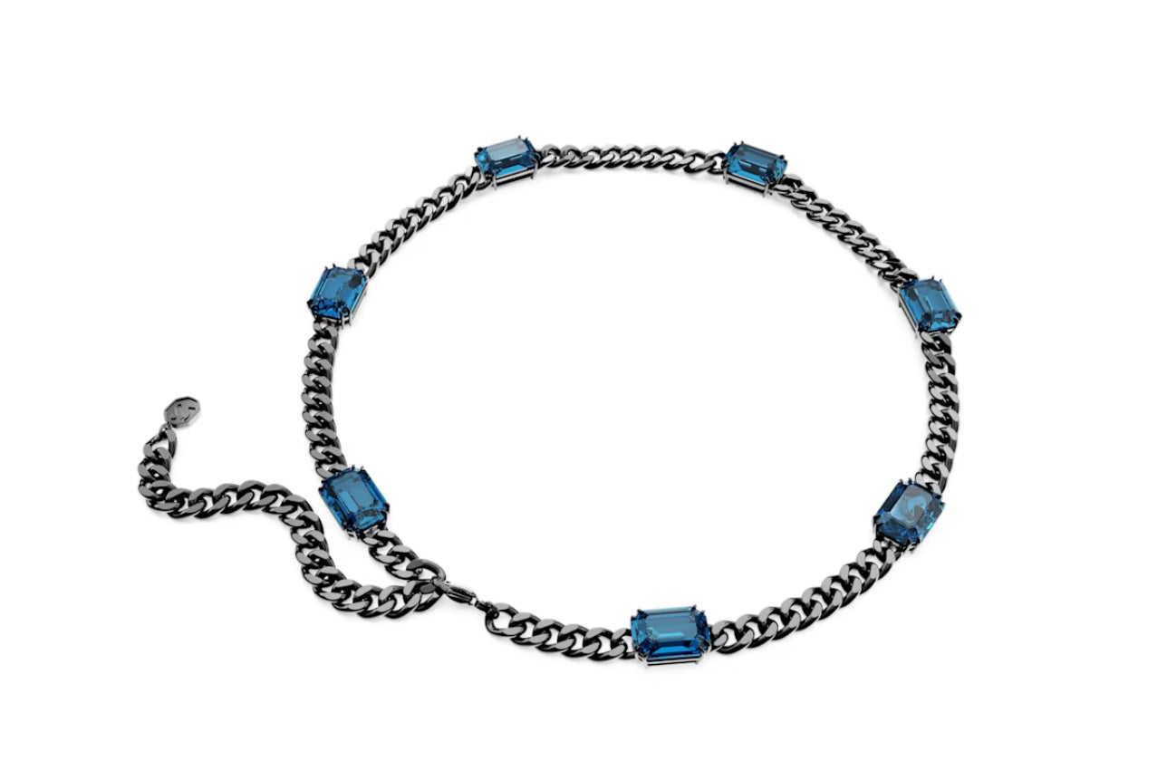 Swarovski 5671243 Collana Millenia Taglio Ottagonale Blu Placcato Rutenio