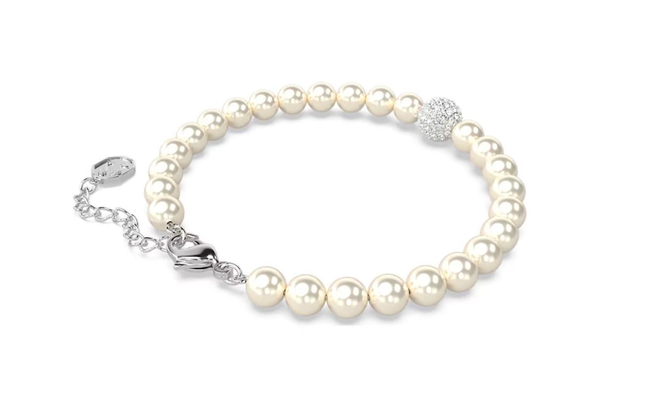 Swarovski 5669529 Braccialetto Strand Remix Collection Bianco Placcato Rodio