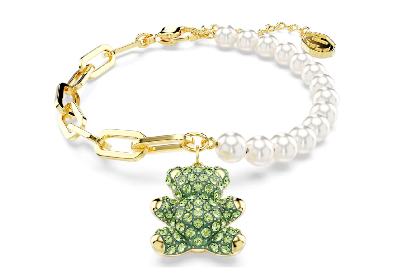 Swarovski 5669167 Braccialetto Teddy Orso Verde Placcato Oro