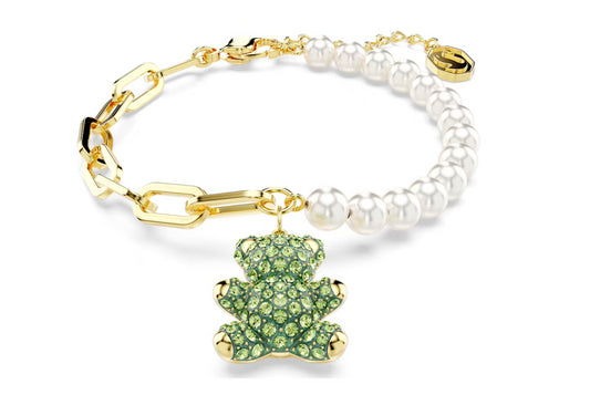 Swarovski 5669167 Braccialetto Teddy Orso Verde Placcato Oro