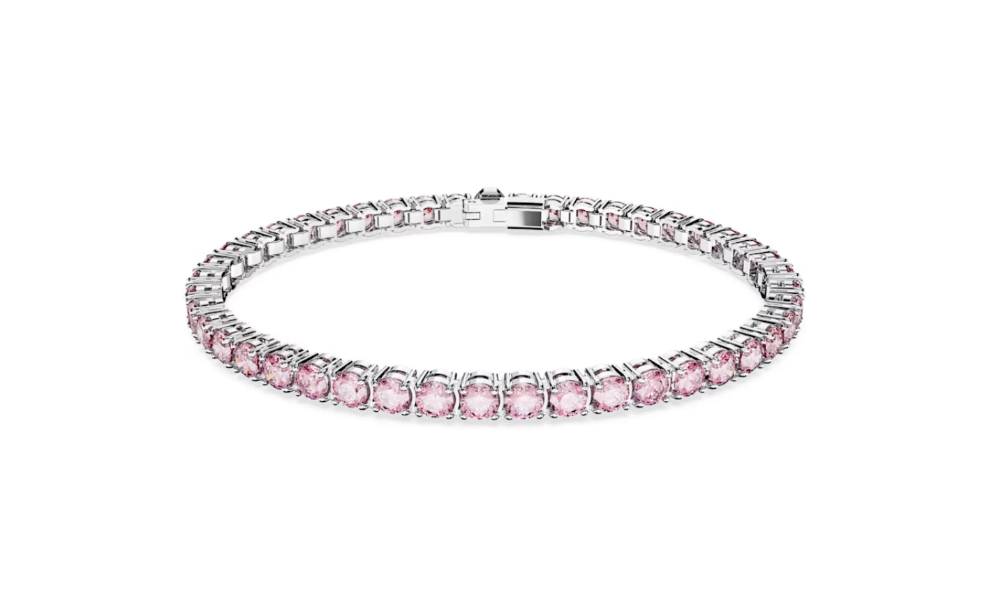 Swarovski 5648930 Braccialetto Matrix Tennis Taglio tondo Rosa Placcato Rodio