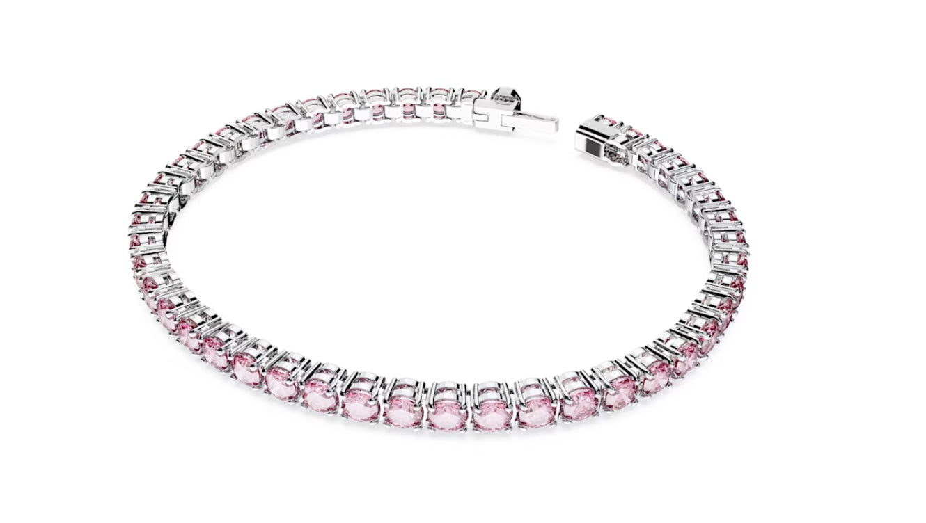 Swarovski 5648930 Braccialetto Matrix Tennis Taglio tondo Rosa Placcato Rodio