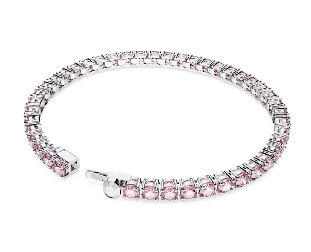 Swarovski 5648930 Braccialetto Matrix Tennis Taglio tondo Rosa Placcato Rodio