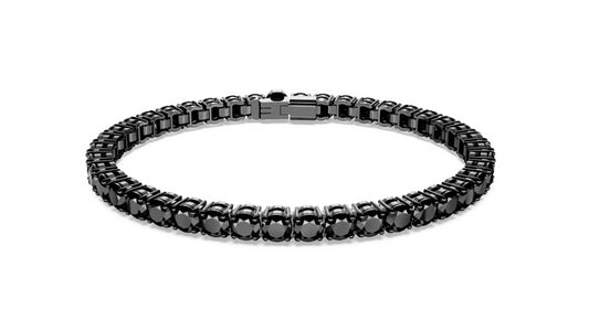 Swarovski 5664154 Braccialetto Matrix Tennis Taglio tondo Nero Placcato Rutenio