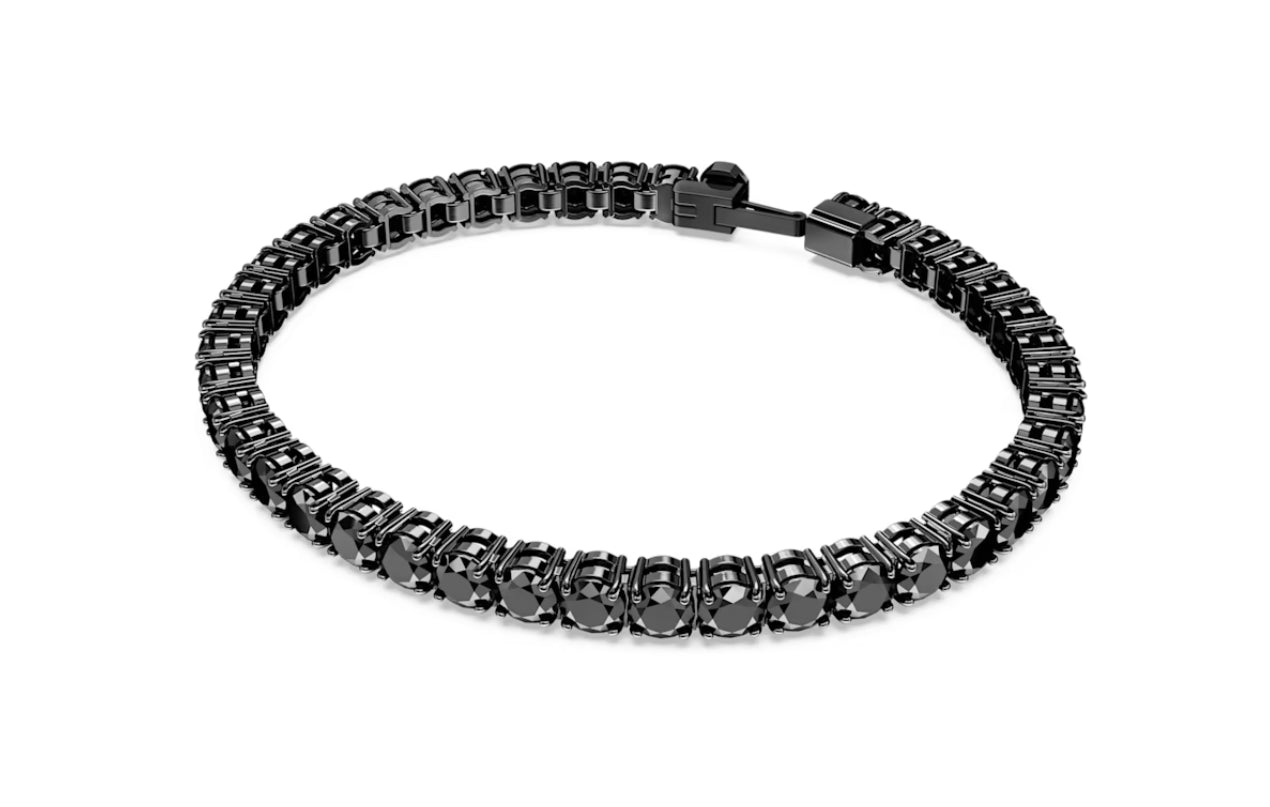 Swarovski 5664154 Braccialetto Matrix Tennis Taglio tondo Nero Placcato Rutenio