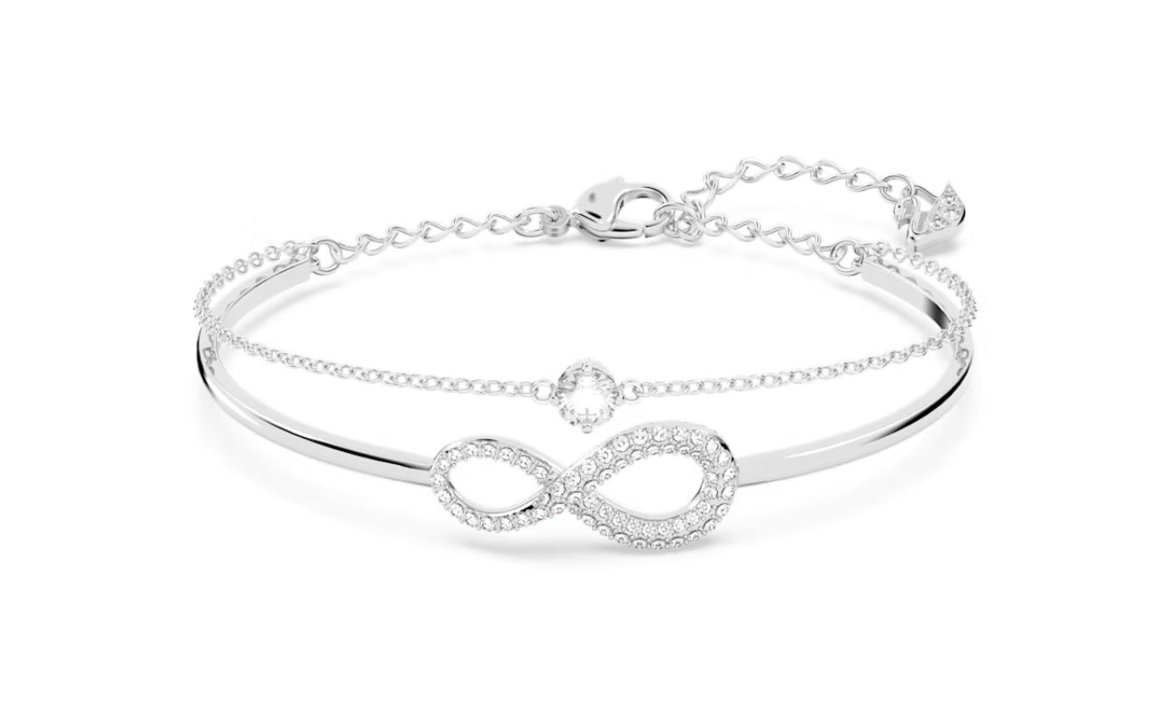 Swarovski 5520584 Bracciale rigido Infinity Infinito Bianco Placcato Rodio