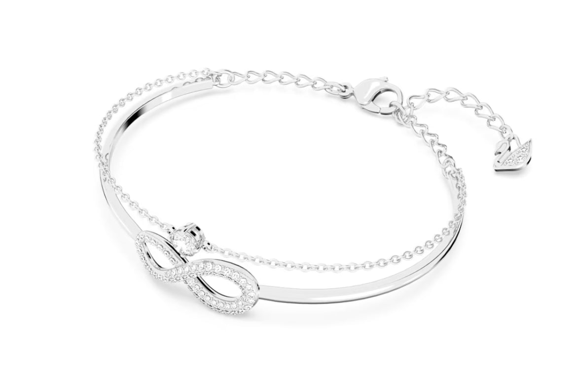 Swarovski 5520584 Bracciale rigido Infinity Infinito Bianco Placcato Rodio