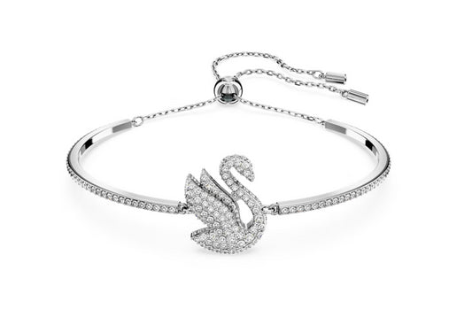 Swarovski 5649772 Bracciale rigido Iconic Swan Cigno Bianco Placcato Rodio