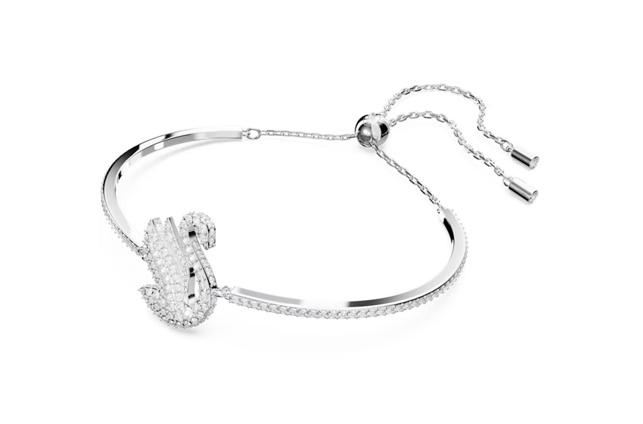 Swarovski 5649772 Bracciale rigido Iconic Swan Cigno Bianco Placcato Rodio