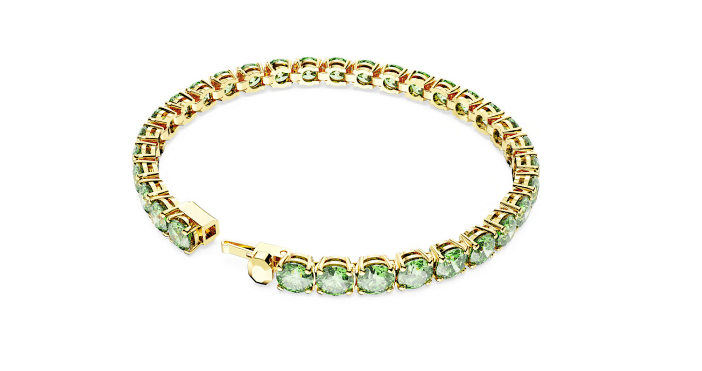 Swarovski 5658848 Braccialetto Matrix Tennis Taglio tondo Verde Placcato Oro