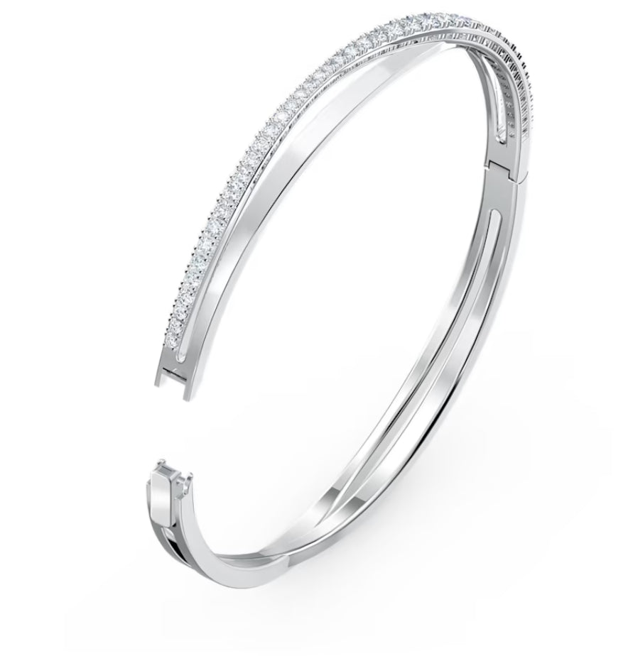 Swarovski 5565210 Bracciale rigido Twist Bianco Placcato Rodio TAGLIA M