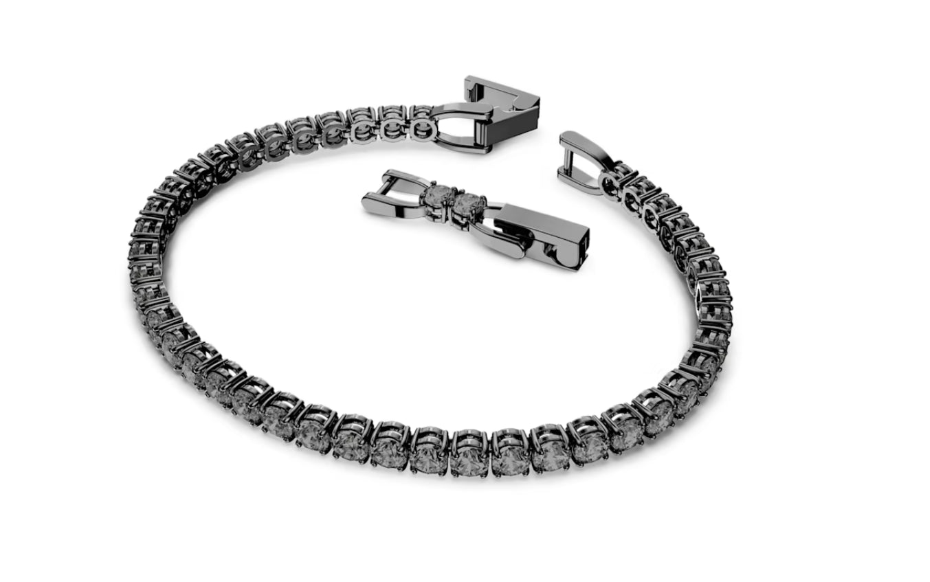Swarovski 5504678 Braccialetto Tennis Deluxe Taglio tondo Grigio Plac. Rutenio L
