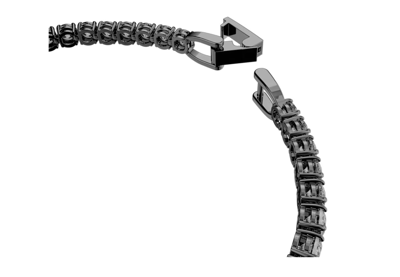 Swarovski 5504678 Braccialetto Tennis Deluxe Taglio tondo Grigio Plac. Rutenio L