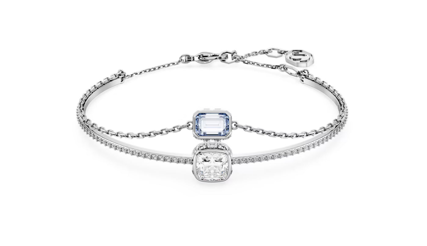 Swarovski 5668244 Bracciale rigido Stilla Taglio misto Blu Placcato Rodio