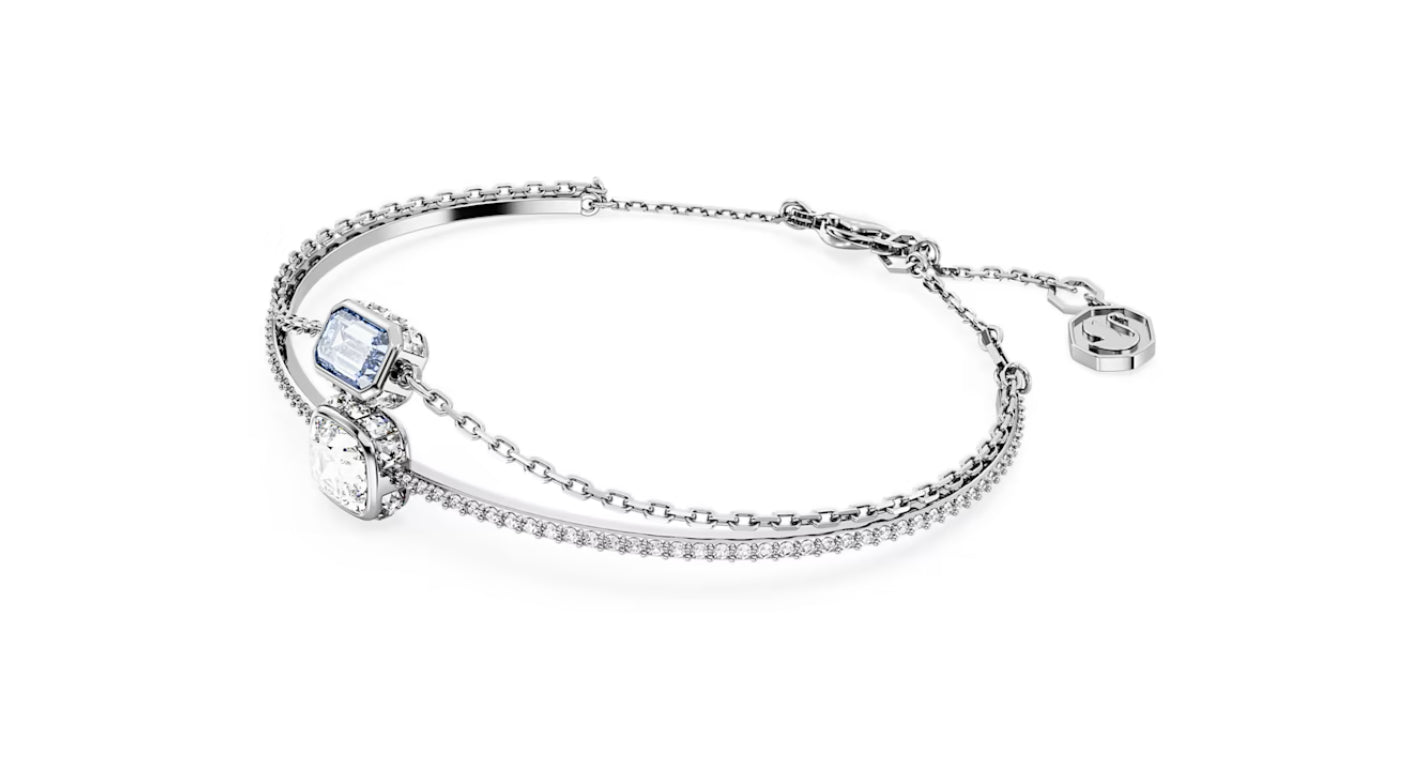 Swarovski 5668244 Bracciale rigido Stilla Taglio misto Blu Placcato Rodio