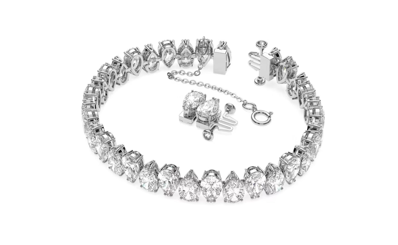 Swarovski 5598350 Braccialetto Millenia Taglio Pear Bianco Placcato Rodio