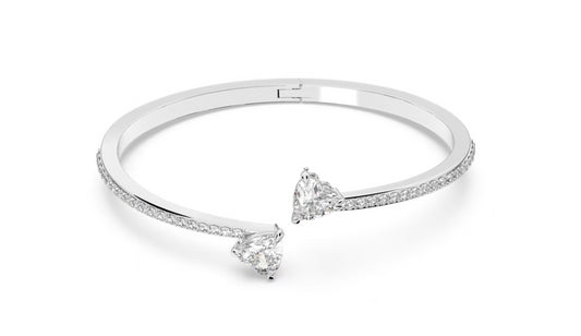 Swarovski 5535354 Bracciale rigido Attract Soul Cuore Bianco Placcato Rodio