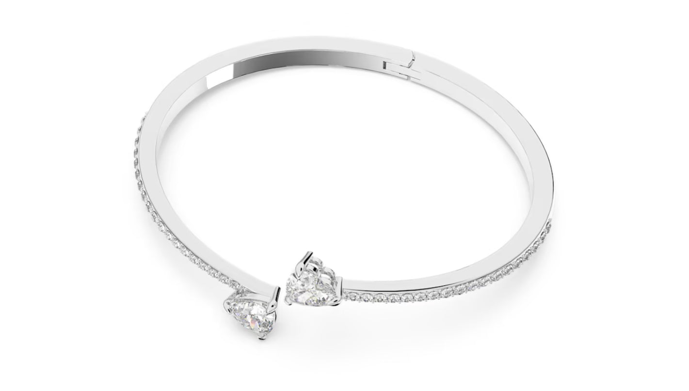 Swarovski 5535354 Bracciale rigido Attract Soul Cuore Bianco Placcato Rodio