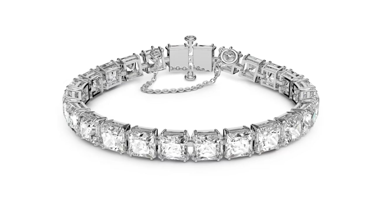 Swarovski 5599202 Braccialetto Millenia Taglio squadrato Piccolo Bianco P. Rodio