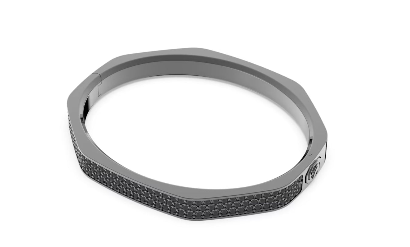 Swarovski 5656842 Bracciale rigido Dextera Forma ottagonale Nero Plac. Rutenio