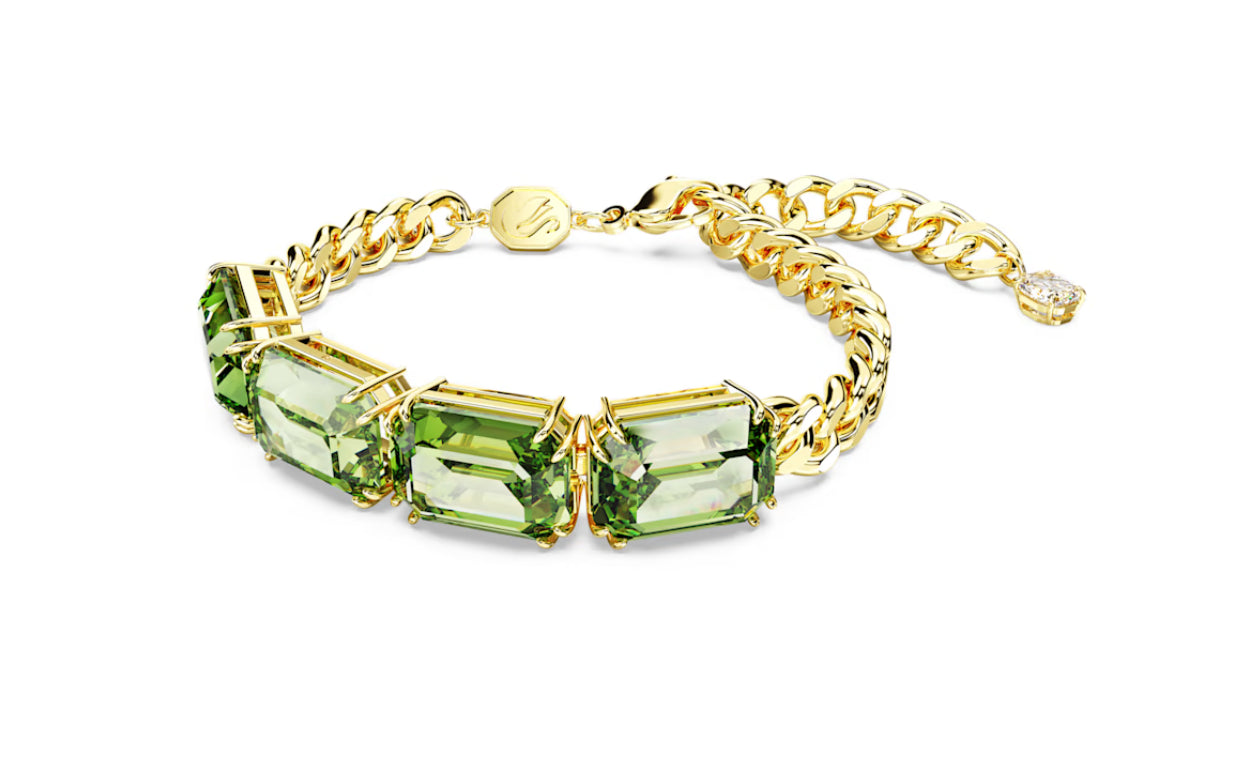 Swarovski 5671581 Braccialetto Millenia Taglio ottagonale Verde Placcato Oro