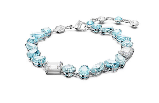 Swarovski 5666018 Braccialetto Gema Taglio misto Blu Placcato Rodio