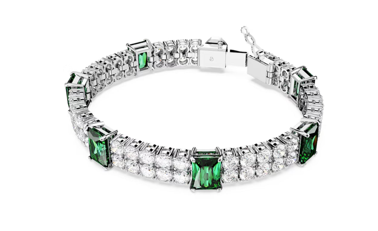 Swarovski 5666163 Braccialetto Matrix Tennis Taglio misto Verde Placcato Rodio