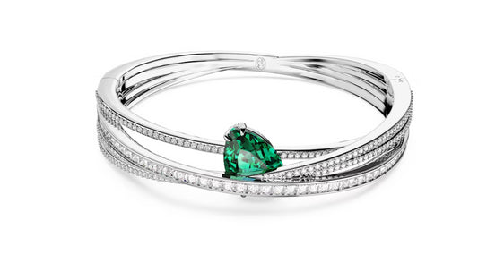 Swarovski 5665325 Bracciale rigido Hyperbola Zirconia zero Carbononio Verde Rodio