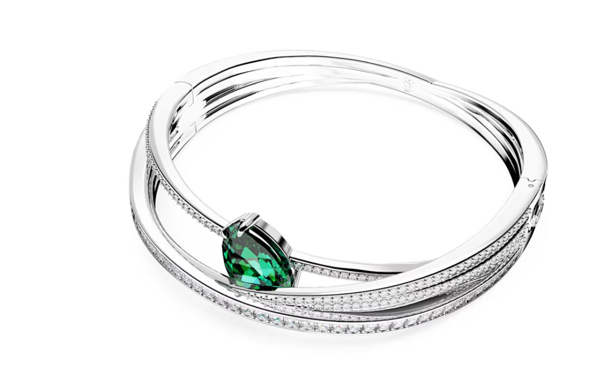 Swarovski 5665325 Bracciale rigido Hyperbola Zirconia zero Carbononio Verde Rodio