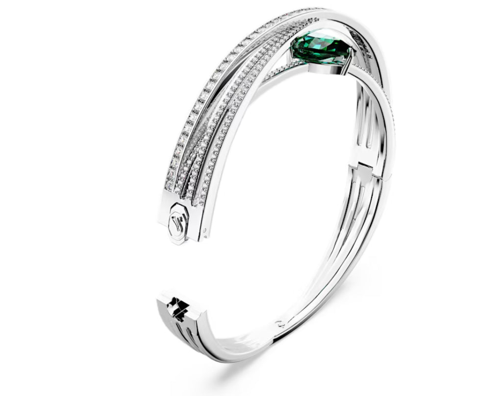 Swarovski 5665325 Bracciale rigido Hyperbola Zirconia zero Carbononio Verde Rodio