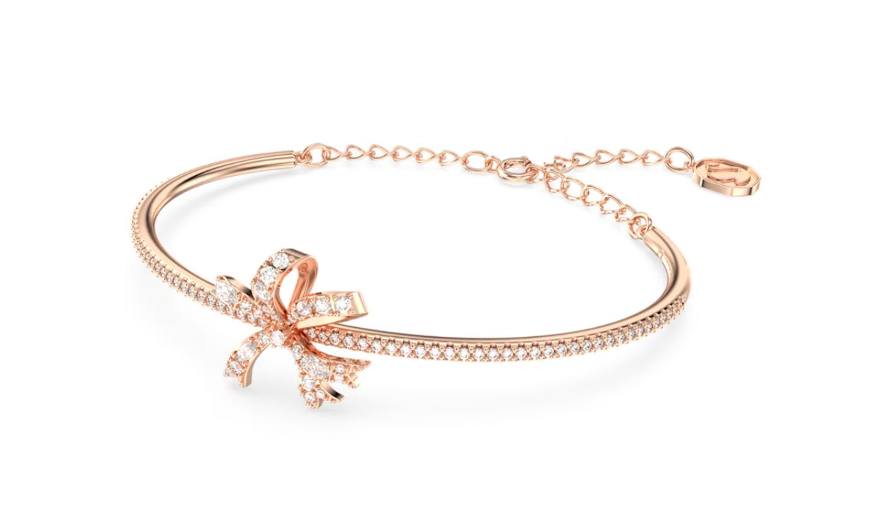 Swarovski 5647565 Braccialetto Rigido Volta Fiocco Bianco Placcato Oro Rosa
