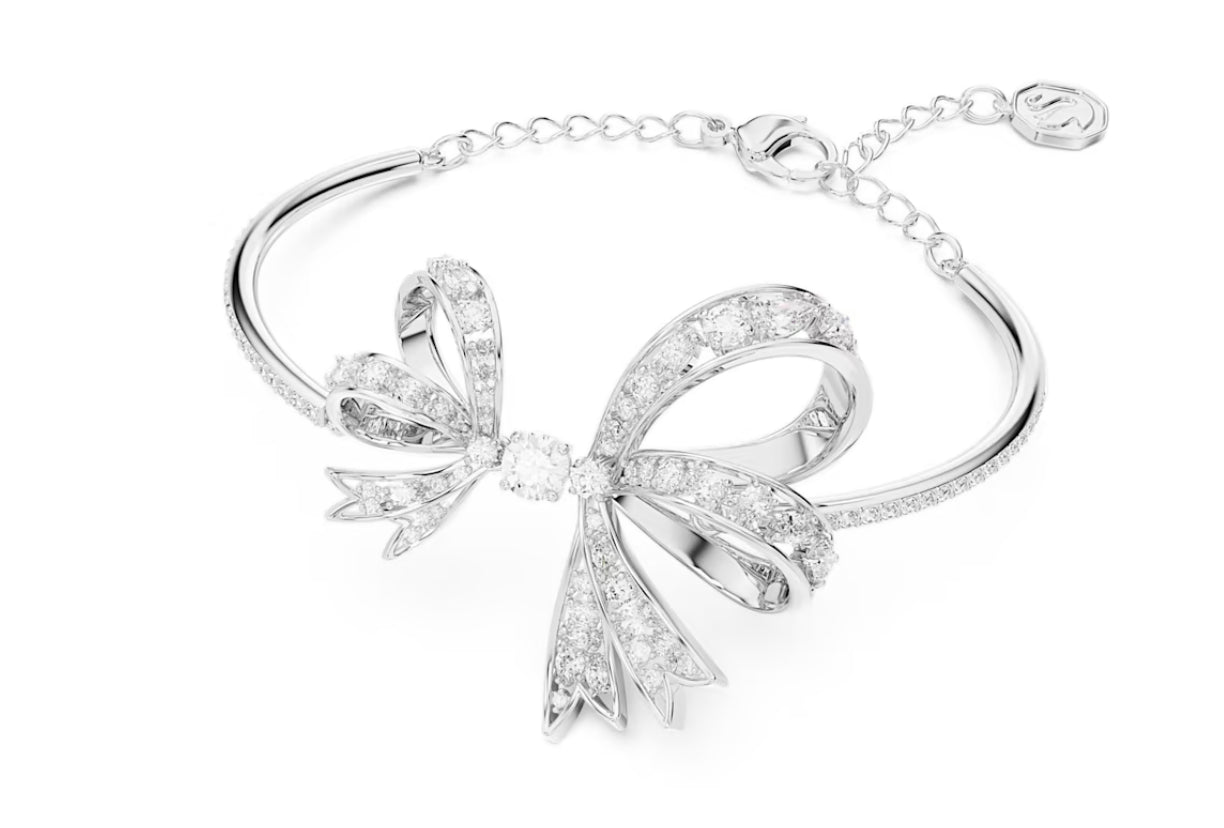 Swarovski 5647563 Bracciale rigido Volta Fiocco Bianco Placcato Rodio
