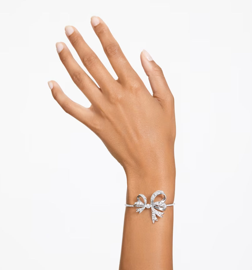 Swarovski 5647563 Bracciale rigido Volta Fiocco Bianco Placcato Rodio