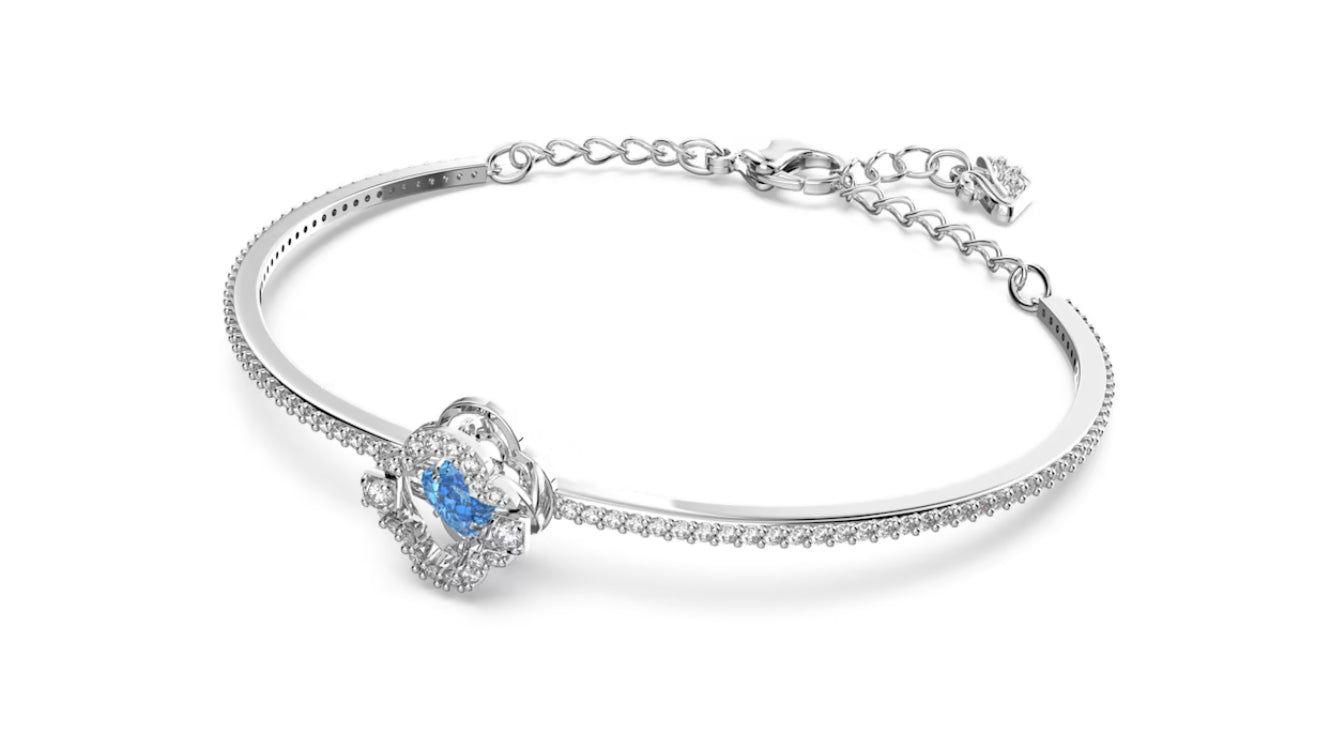 Swarovski 5642922 Bracciale rigido Sparkling Dance Quadrifoglio Blu Plac. Rodio