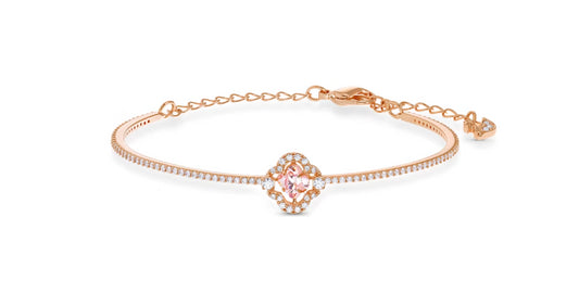 Swarovski 5516476 Bracciale rigido Sparkling Dance Quadrifoglio Rosa P. Oro Rosa